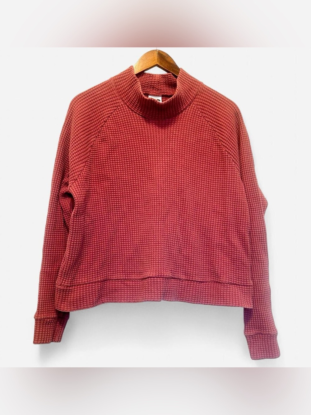The North Face Waffle-Knit Salmon Mock Neck Sweatshirt